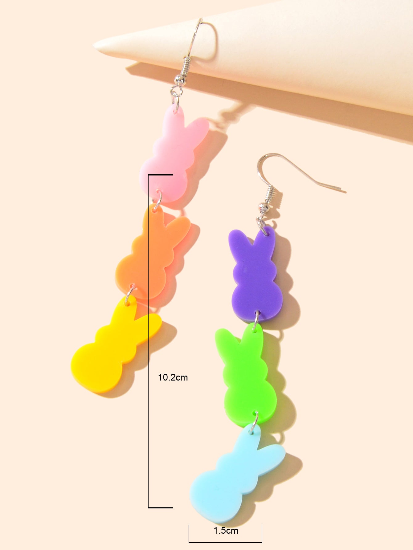 Funny Asymmetrical Colouful Resin Rabbit Hanging Bunny Earrings Animal Jewelry-3
