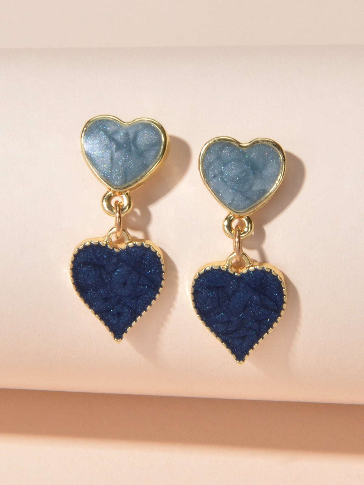 Nice Collection Blue Enamel Heart Drop Love Earrings Dainty Gift for Women Girls-3