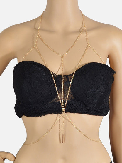 Sexy Gold Bikini Beach Body Chain Layered Chest Harness Belly Waist Jewellery-3