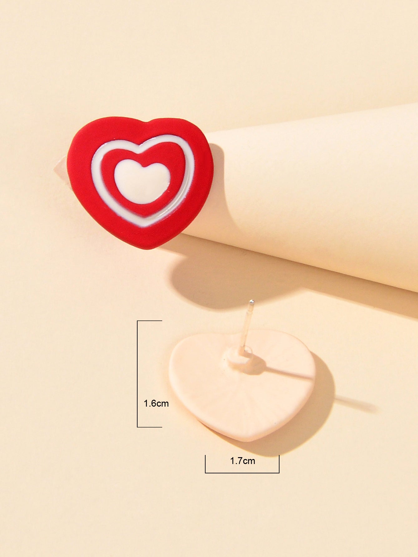 Sweet Love Red Enamel Heart Stud Earrings Asymmetrical Y2k Valentine's Day Gift-3