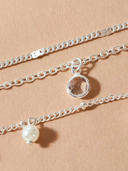 AU Local Fashion Pearl Charm Gold Multi-layer Chain Necklace New Style Jewellery-3