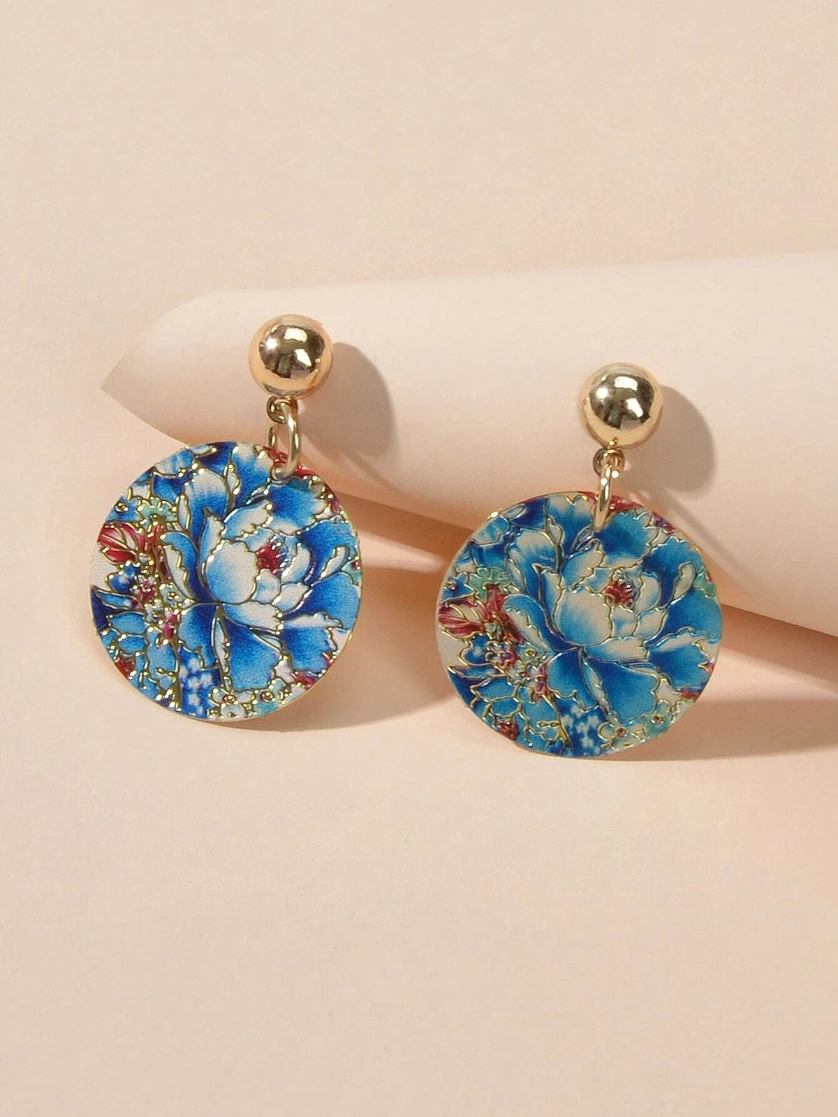Ethnic Jewellery Blue Flower Round Drop Earrings Bohemian Women Accessories Gift-3