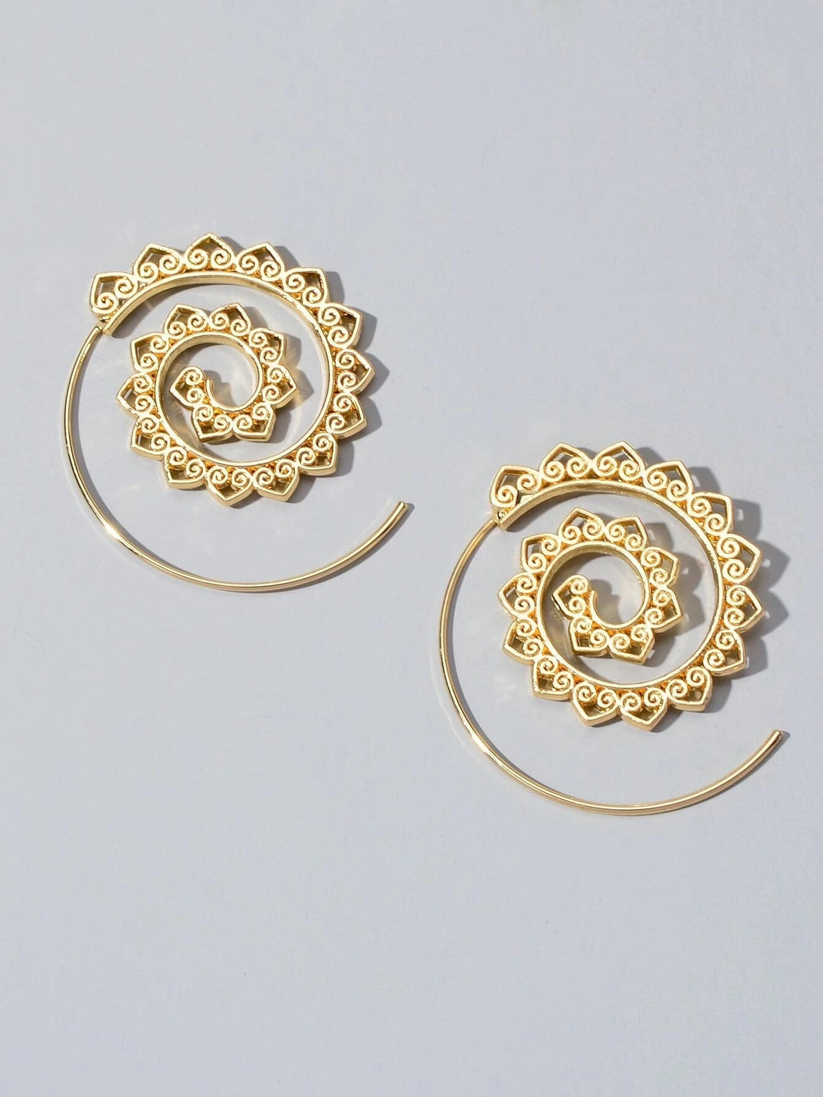 Boho Chic Gold Hollow out Geometric Hoop Earrings Fashion Party Accessories Gift-3