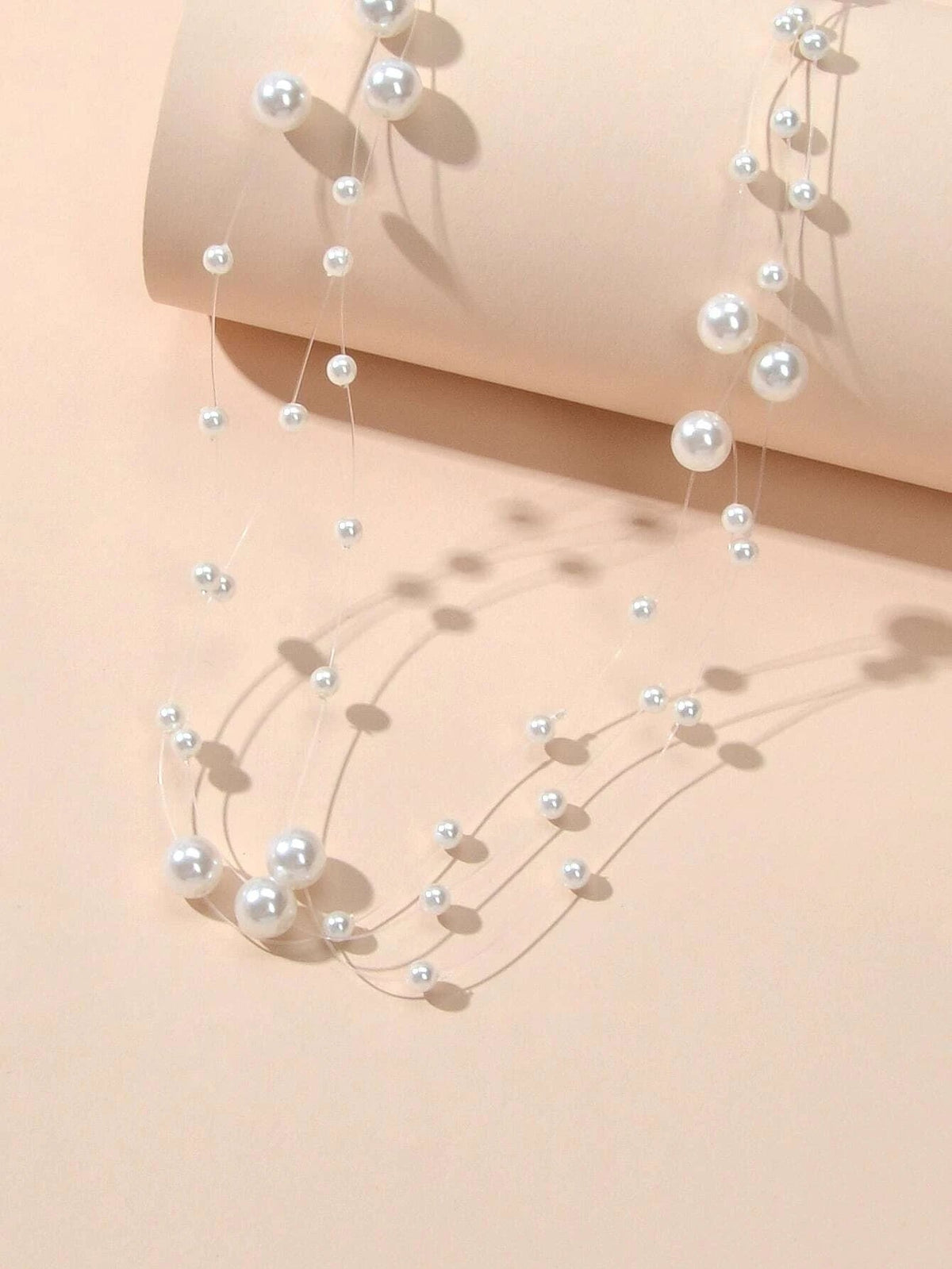 Handmade Multi-layer Chain Pearl String Choker Collar Necklace Women Accessory-3
