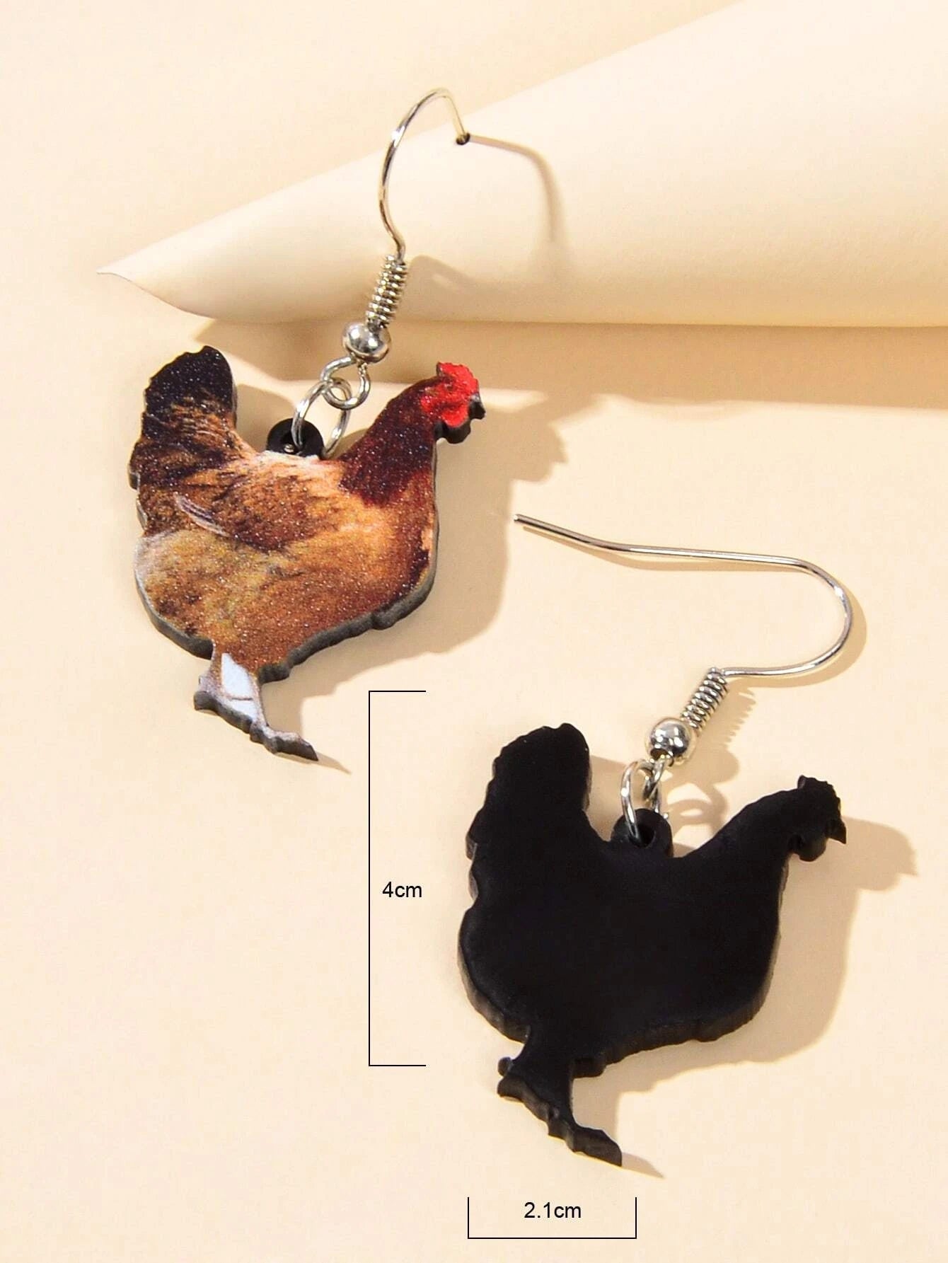 AU Post Women Jewellery Acrylic Brown Big Cock Drop Dangle Statement Earrings-3