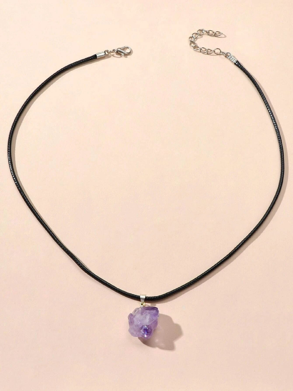 Purple Stone Jewellery 100% Natural Amethyst Quartz Crystal Charm Necklace Gift-3