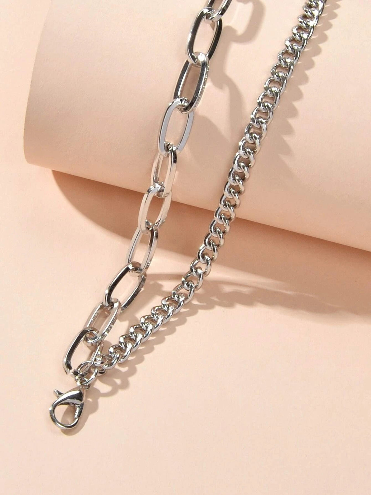 Double layer Silver Chunky Chain Bracelet Women Teens Punk Beach Jewellery Gift-3