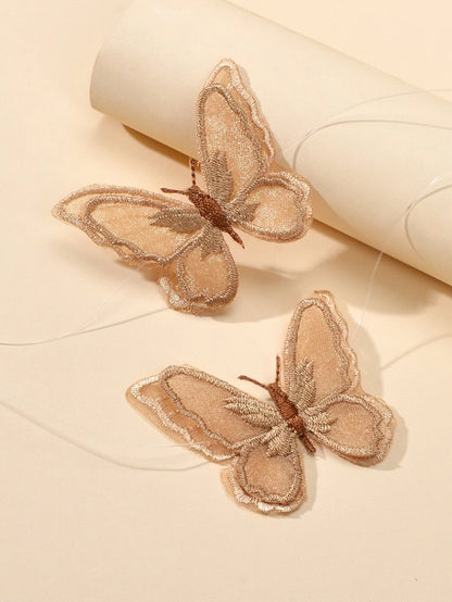 Fashion Jewellery Transparent Cord Brown Embroidery Butterfly Choker Necklace-3