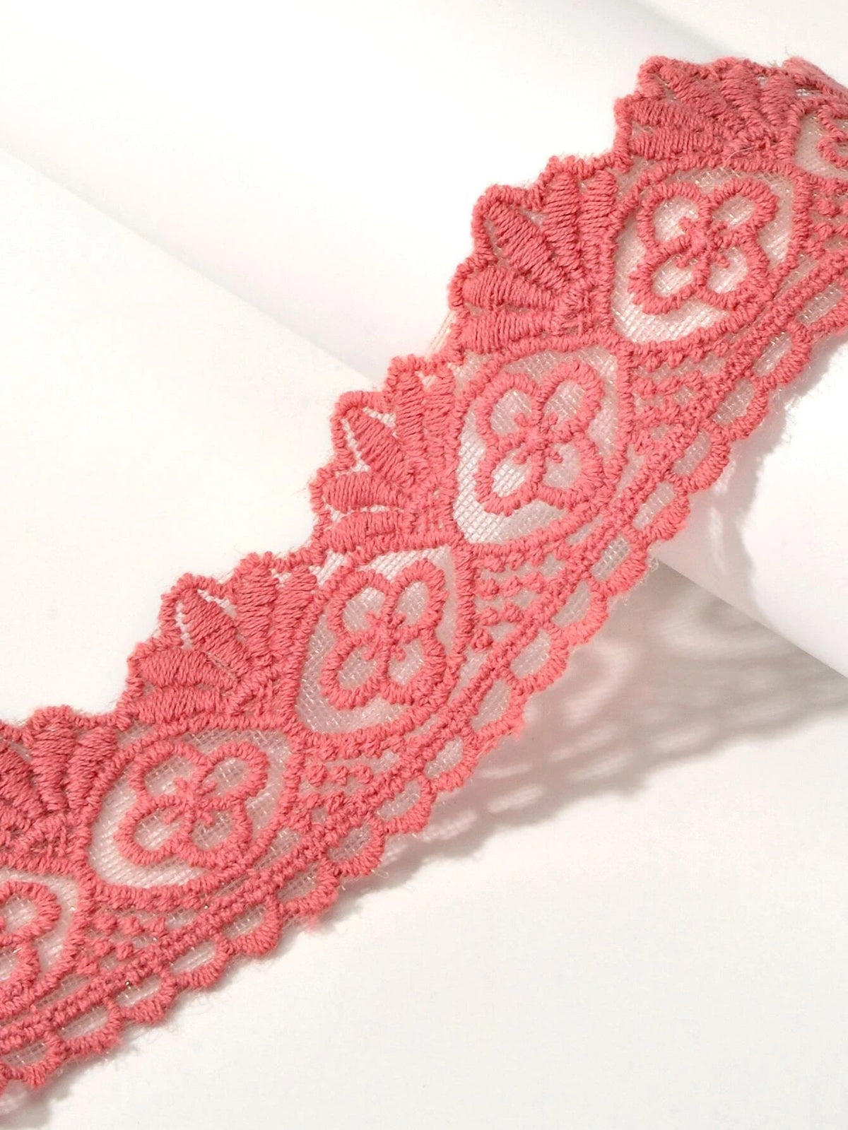 Solid Pink Lace Flower Geometric Pattern Gothic 90s Tattoo Choker Necklace Teens-3