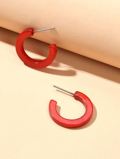 Wholesale Price Circle Acrylic Cute Stud Hoop Earrings Fashion Accessories Gift-3