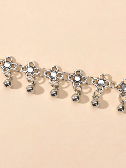 AU Post Foot Beach Jewelry Silver Chain Flower Round Balls Charm Anklet Bracelet-3