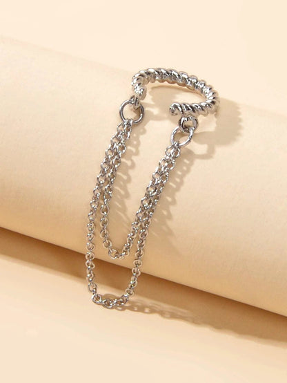 1 pc Punk Jewelry Gold Silver Chain Cartilage Earrings Ear Cuff Hiphop Accessory-3