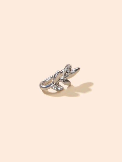 2pcs Gold Silver Rhinestone Leaf Fake Nose Ring Lip Nose Body Piercing Jewellery-3