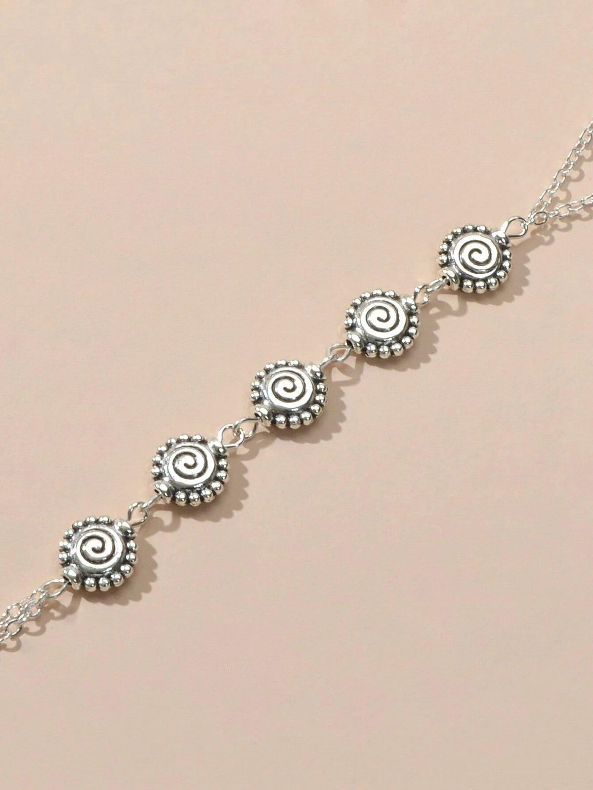 Tribal Ethnic Antique Silver Geometric Charm Slave Boho Bracelet with Ring Gift-3