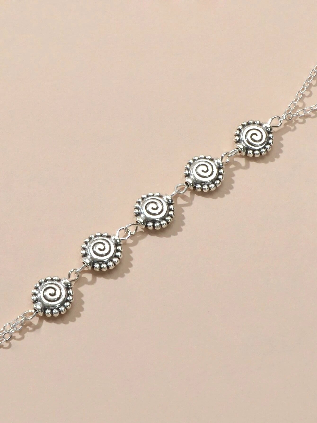 Tribal Ethnic Antique Silver Geometric Charm Slave Boho Bracelet with Ring Gift-3