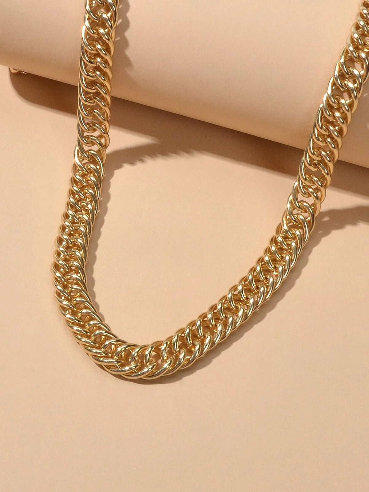 Minimalist Gold Chunky Solid Chain Statement Necklace Punk Halloween Jewellery-3