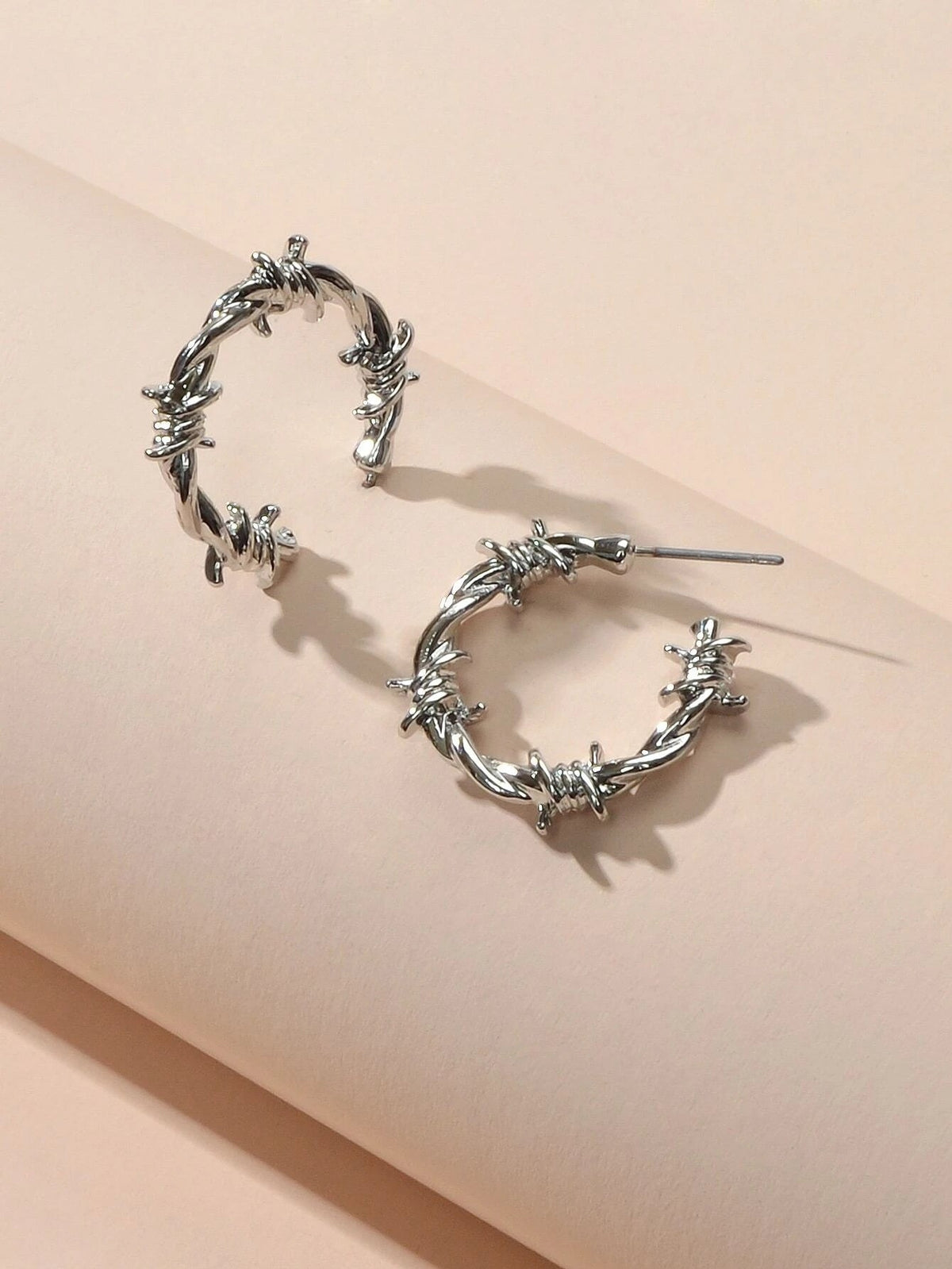 Silver Metal Geometric Small Hoop Earrings Women Accessories Ear Stud Jewellery-3