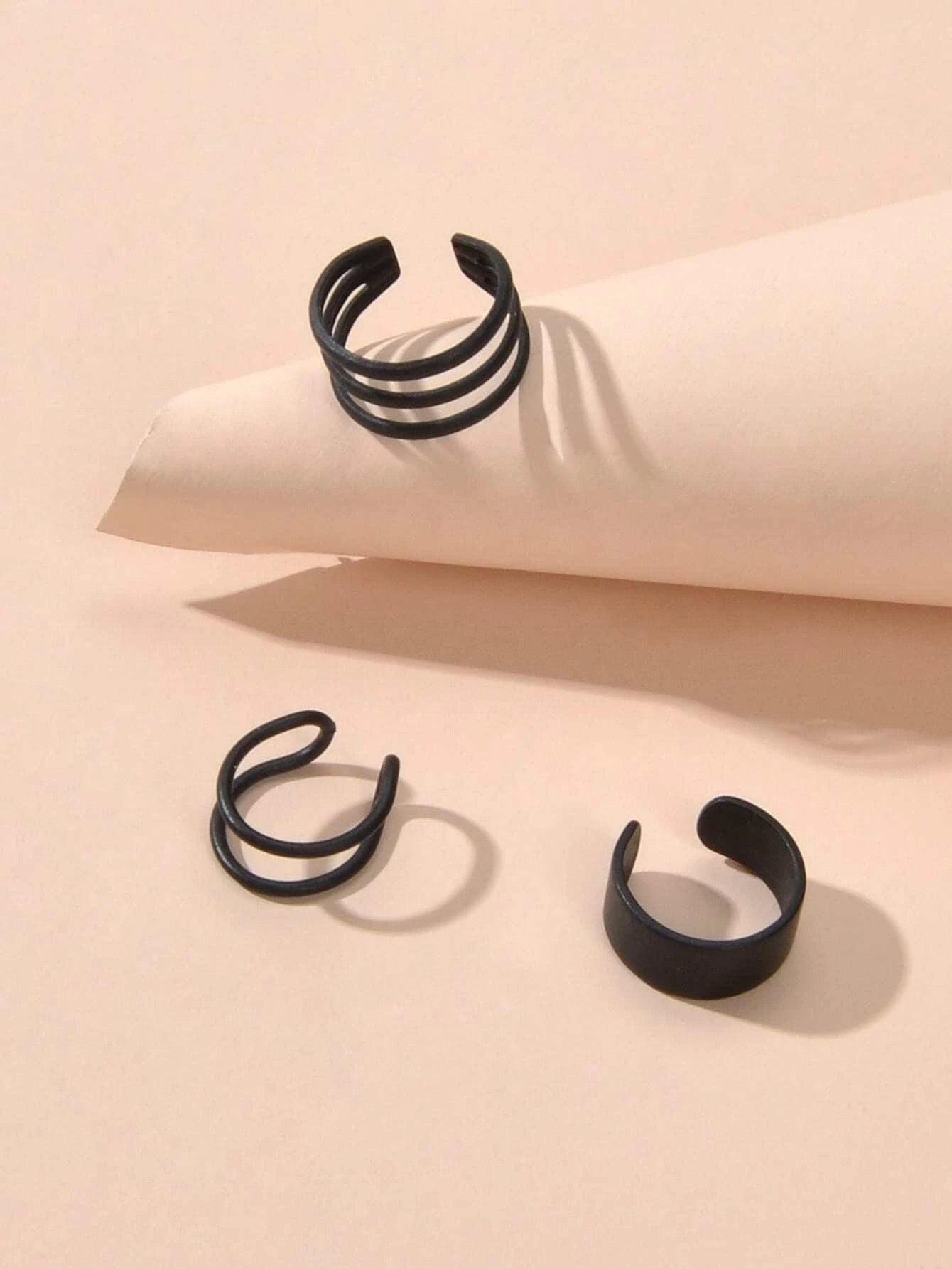 3pcs Minimalist Metal Geometric Earrings Ear Cuff Punk Rock Women Accessories-3