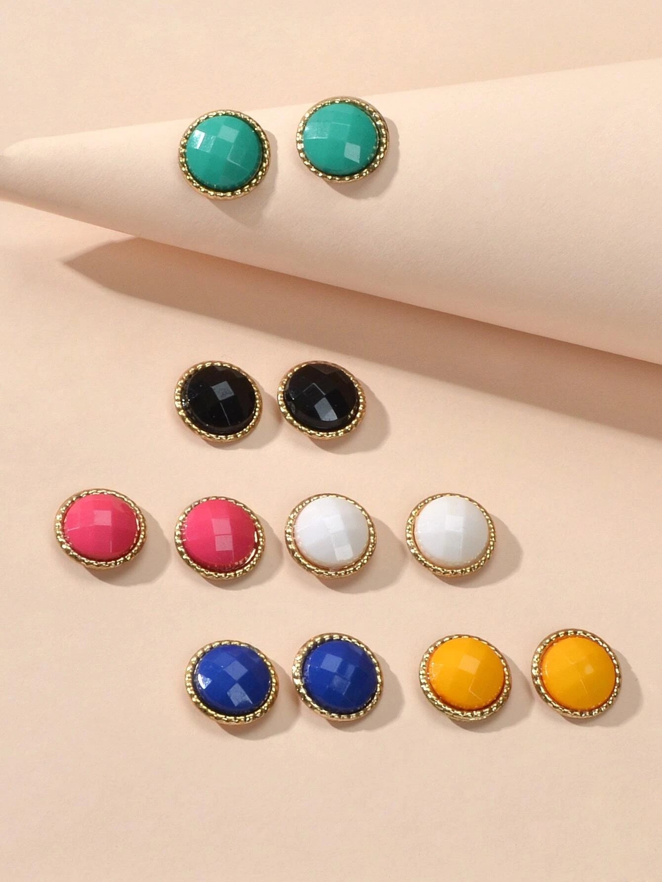 6 pairs Colourful Round Beads Small Stud Earrings Funny Gifts for Best Friends-3