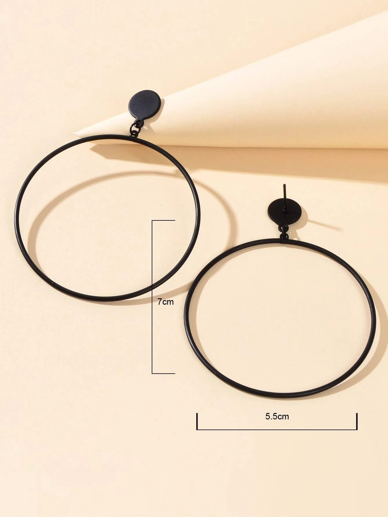 Punk Jewellery Black Minimalist Big Circle Drop Dangle Earrings Accessories Gift-3