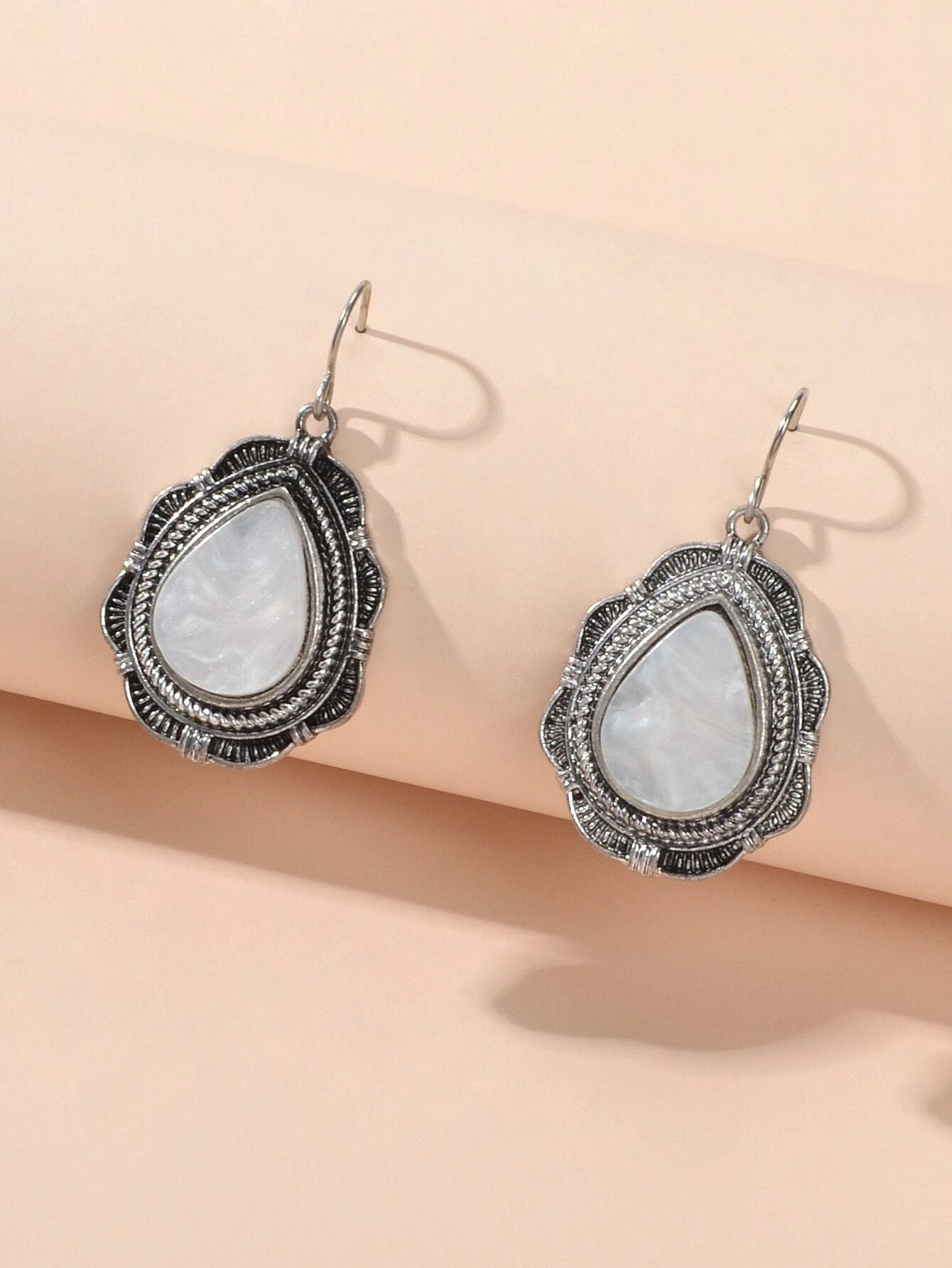 Tribal Ethnic Antique Silver Opal Water Drop Earrings Vintage Accessories Gift-3