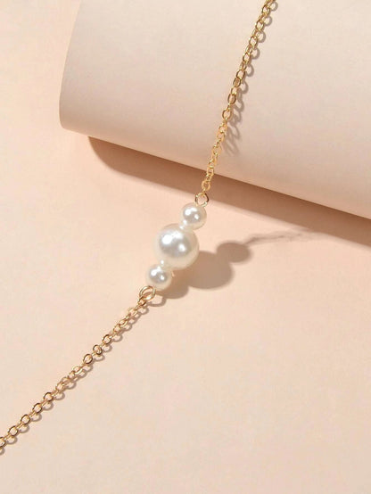 Retro Jewelry Pearl Charm Gold Silver Bracelet Teens Wholesale Price Accessories-3