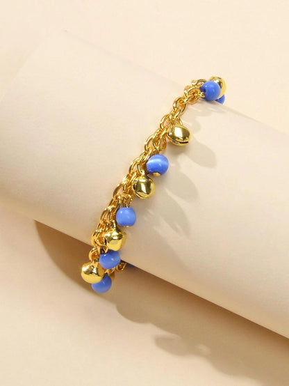 AU Local 1 pc Foot Beach Jewellery Chain Blue Beads Charm Anklet Bracelet Gift-3