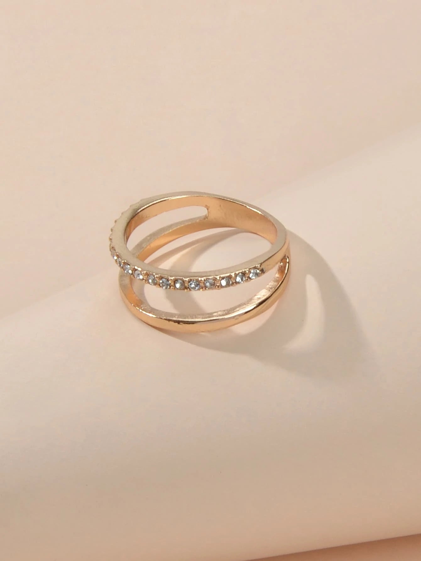 Fashion Jewelry Rhinestone Gold Eternity Ring Women Wedding Party Accessories-3