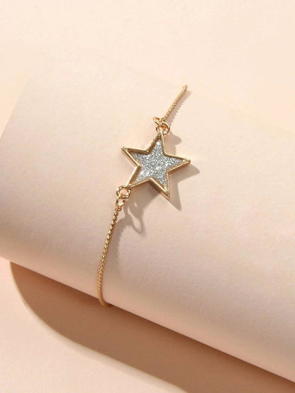 Gold Colour Chain Star Charm Adjustable Bracelet Girls Teens Accessories Jewelry-3