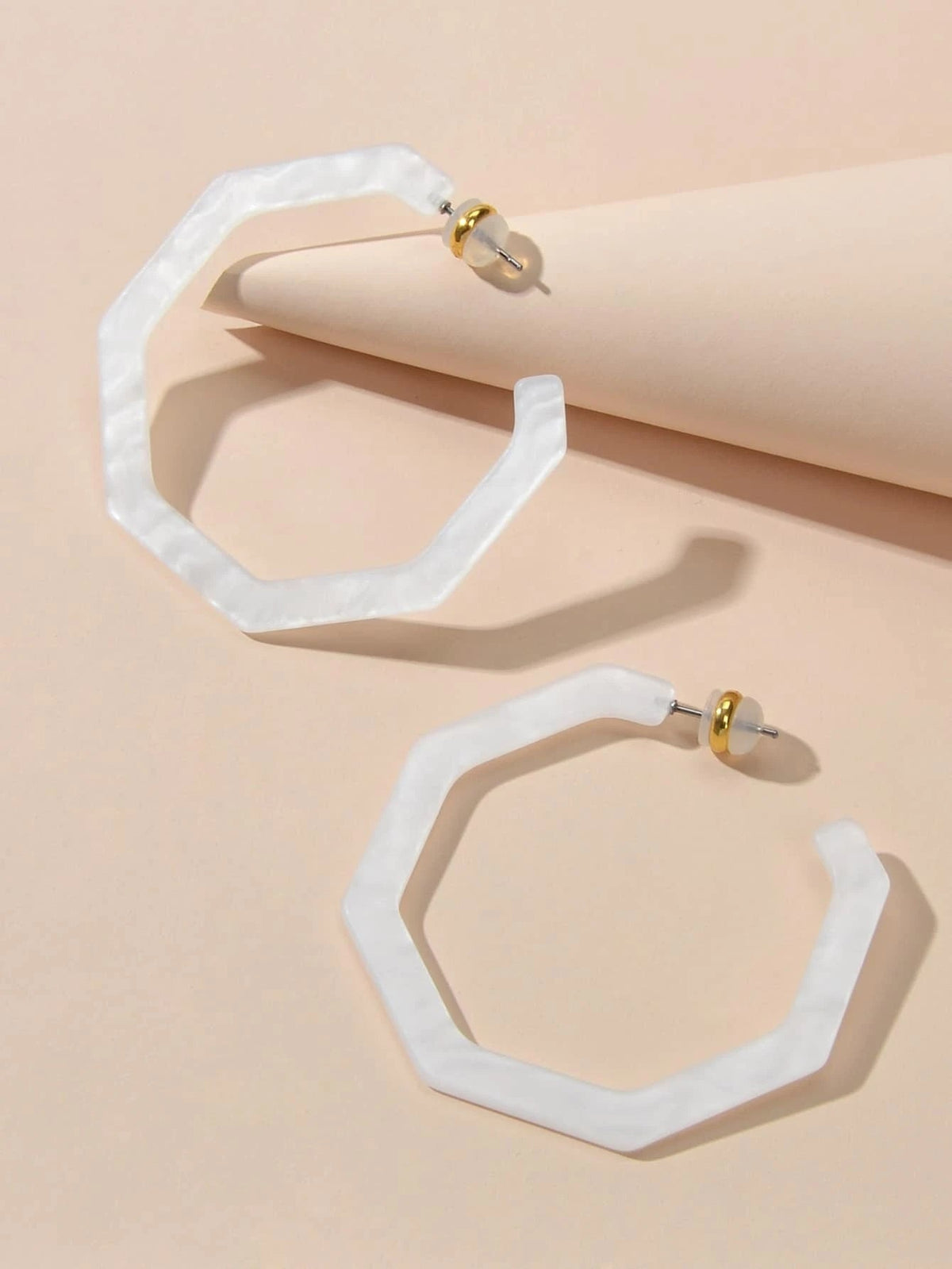 White Acrylic Geometric Hoop Earrings Stunning Jewellery Teen Party Accessories-3