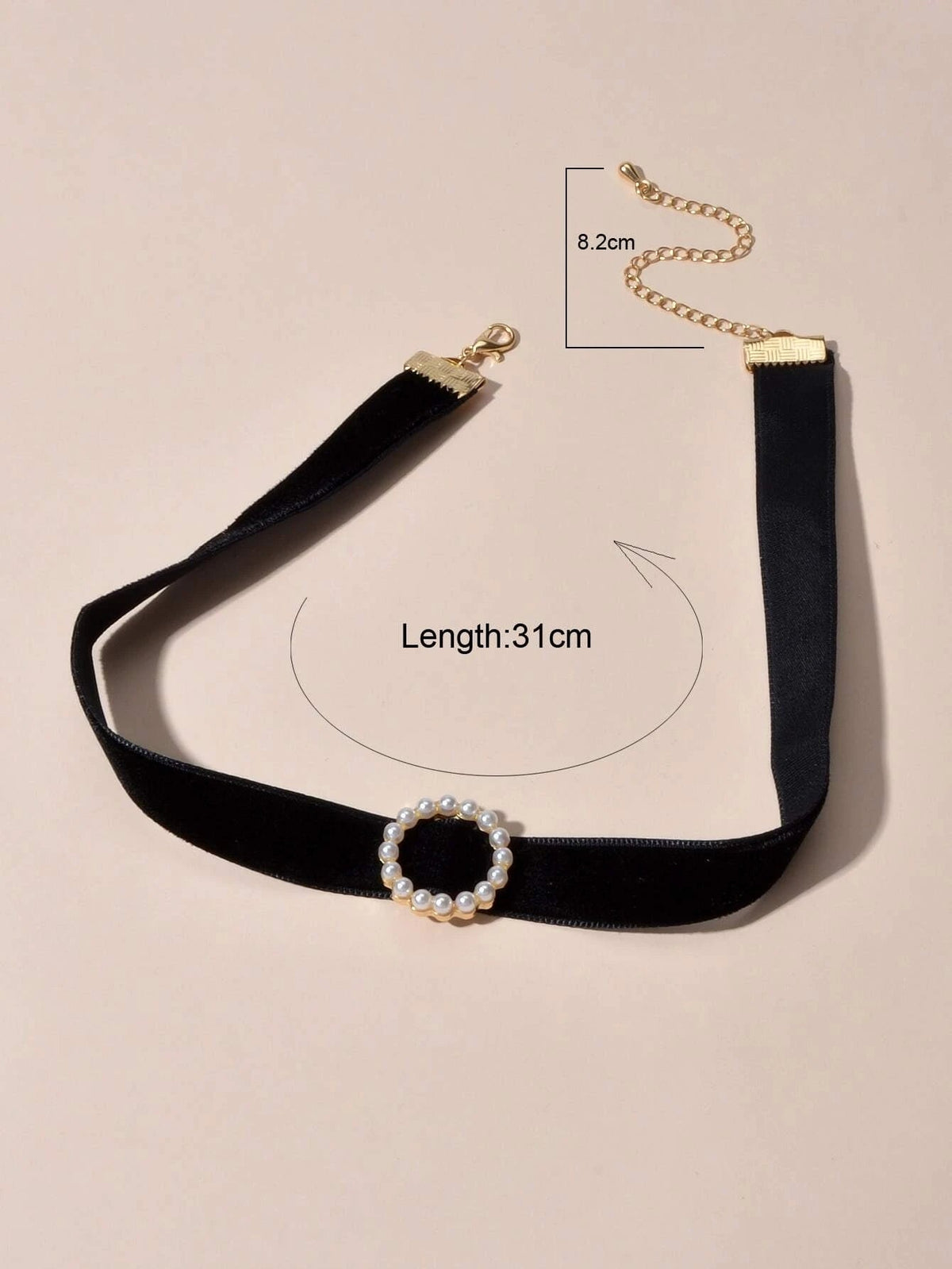 Retro Jewellery Pearl Decor Green Black Red Velvet Choker Necklace Accessories-4
