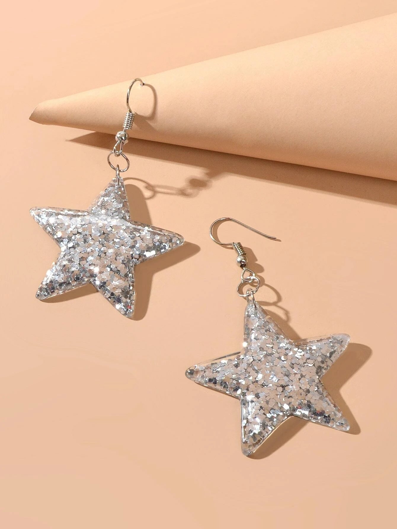 Silver Sequins Shinny Glitter Star Drop Earrings Wholesale Price Accessories-3