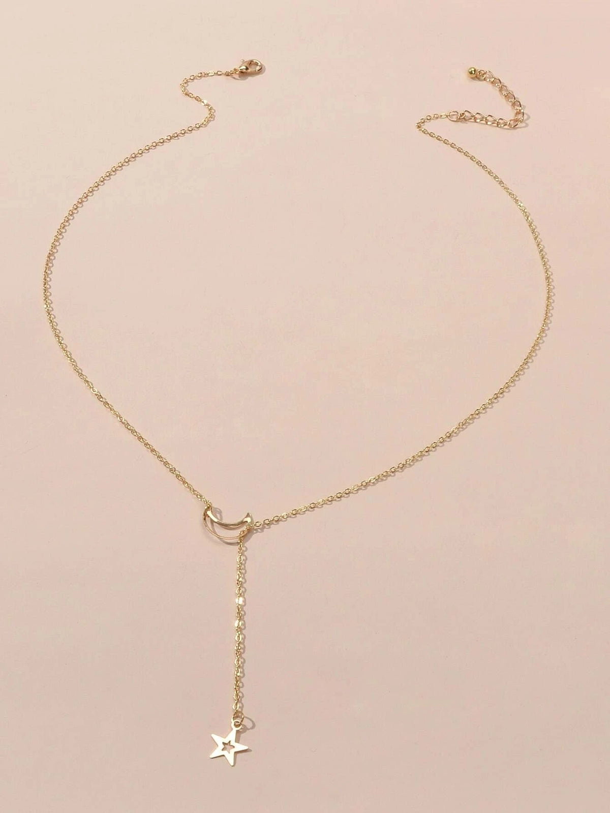 Jewellery set Star Charm Y-lariat Necklace and 5 pcs Midi Knuckle Stack Rings-3