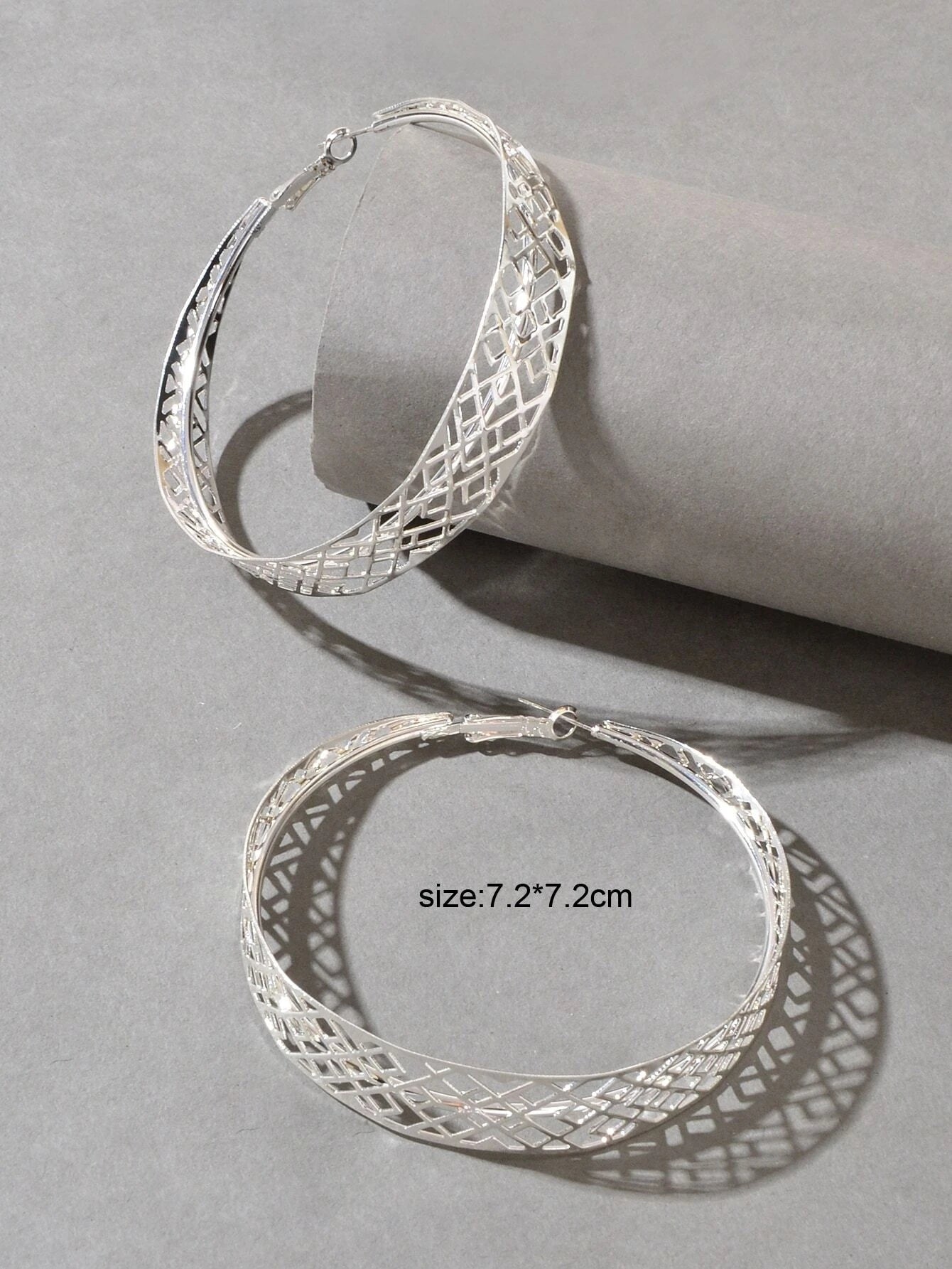 Ethnic Hollow out Geometric Big Statement Hoop Huggie Earrings Chunky Jewellery-3