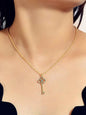 AU Local Rhinestone Flower Key Charm Necklace Stunning Simulated Diamond Jewelry-0