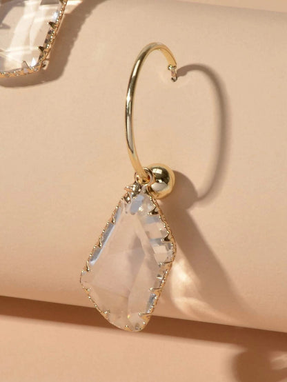 Designer Jewelry Transparent Acrylic Geometric Hoop Dangle Earrings Accessories-3
