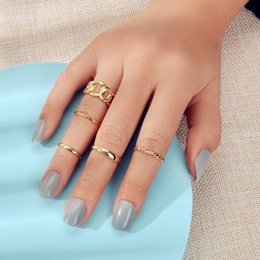 Multiple 5 pcs Minimalist Gold Silver Punk Stackable Midi Knuckle Rings set Gift-0