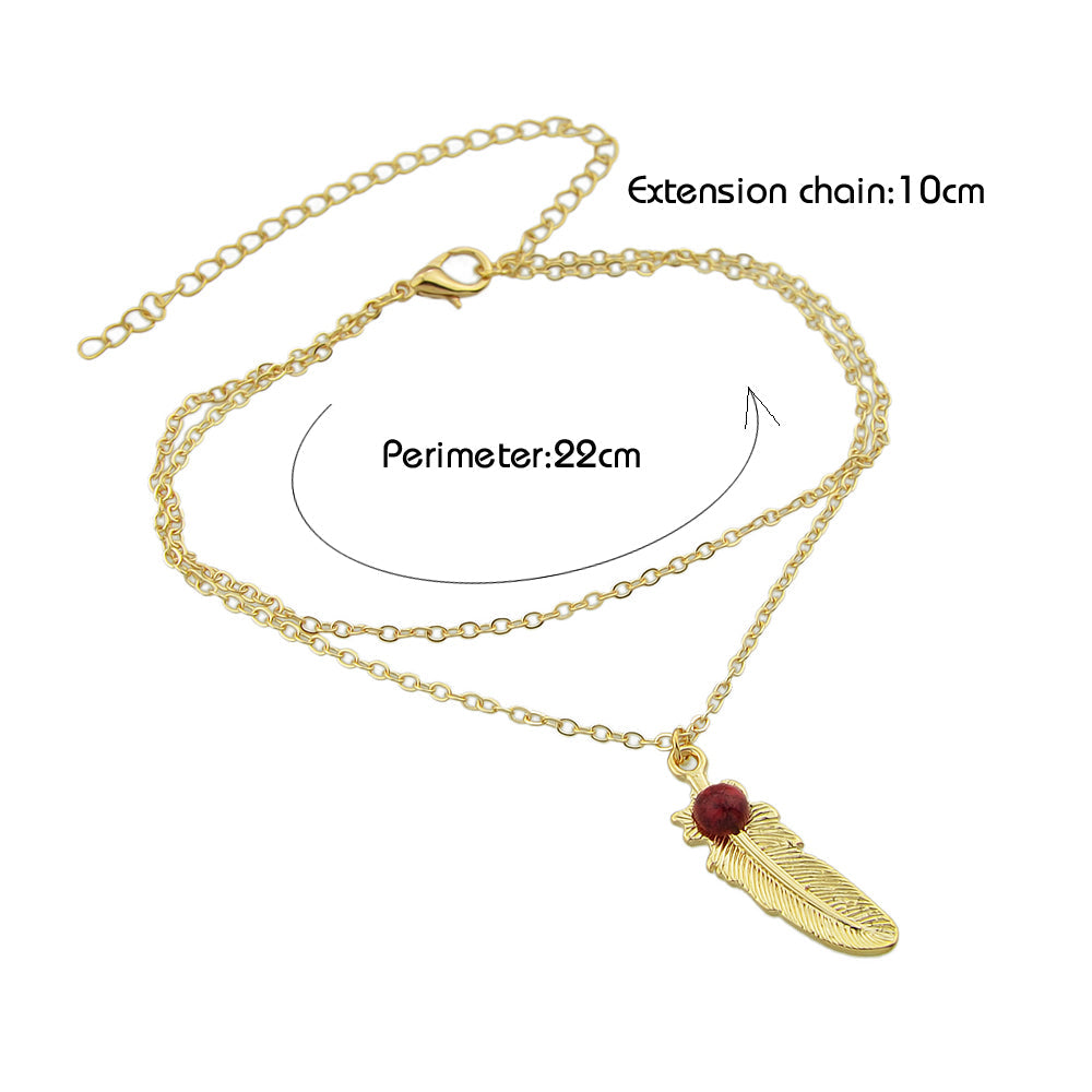 1 pc Gold Multi Layer Chain Feather Anklet Beach Barefoot Sandals Foot Jewellery-2