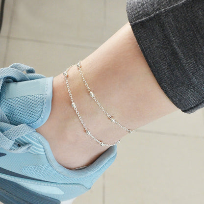 Summer Accessories Gold Silver Doublelayer Chain Anklet Holiday Beach Jewellery-5