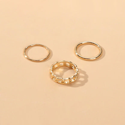 3 pcs Statement Punk Minimalist Circle Multiple Stackable Midi Finger Ring Set-1