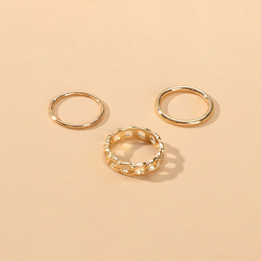 3 pcs Statement Punk Minimalist Circle Multiple Stackable Midi Finger Ring Set-1