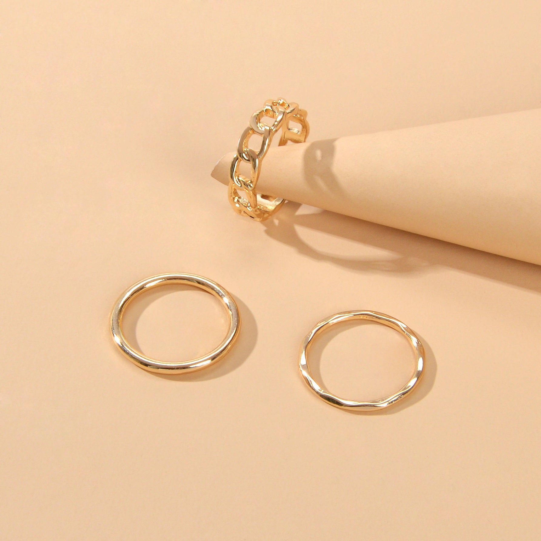 3 pcs Statement Punk Minimalist Circle Multiple Stackable Midi Finger Ring Set-2