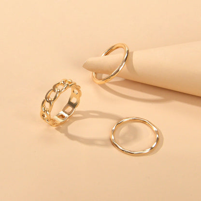 3 pcs Statement Punk Minimalist Circle Multiple Stackable Midi Finger Ring Set-3