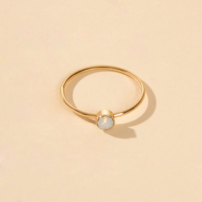 Simple Geometric White Acrylic Decor Gold Finger Wedding Party Wear Ring Jewelry-1