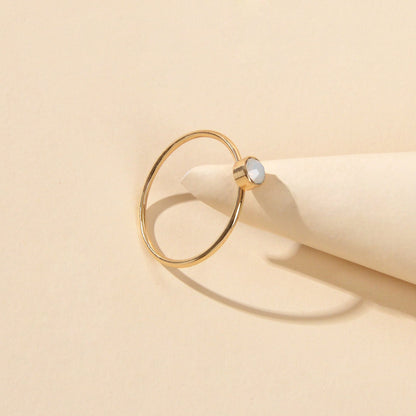 Simple Geometric White Acrylic Decor Gold Finger Wedding Party Wear Ring Jewelry-3