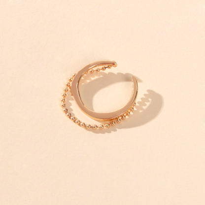 Designer Stylish Hippie Gold Popcorn Bead Chain Open Cuff Knuckle Cool Punk Ring-1