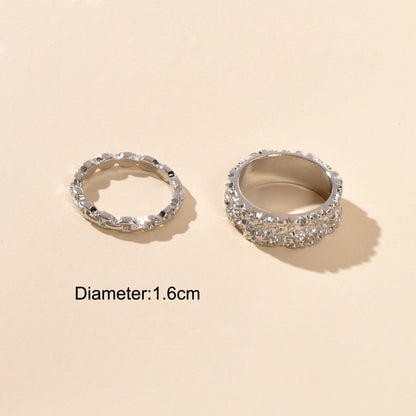Trendy Jewellery Minimalist 2 pcs Gold Silver Stackable Multiple Finger Ring Set-3