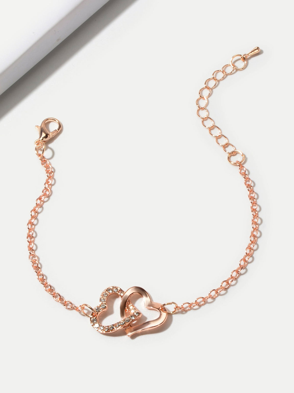 AU Post Rhinestone Heart Link Charm Bracelet Party Jewellery Lover Festival Gift-0