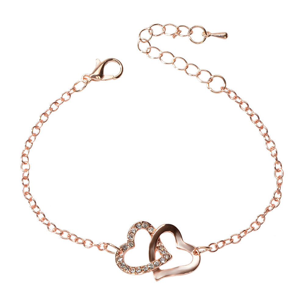 AU Post Rhinestone Heart Link Charm Bracelet Party Jewellery Lover Festival Gift-2
