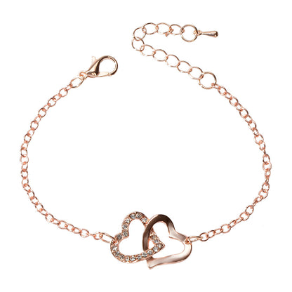 AU Post Rhinestone Heart Link Charm Bracelet Party Jewellery Lover Festival Gift-2
